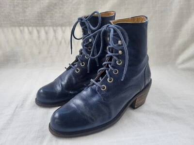 Bota de Invierno John Fluevog Adriana Nuni Azul Cuero Con Cordones Talla US 8.5 Foto 1 de 4
