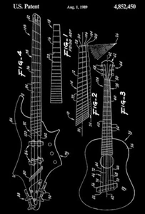 1989 - Guitar - Fingerboard For A Stringed Instrument - Novak Patent Art Poster - Picture 1 of 3
