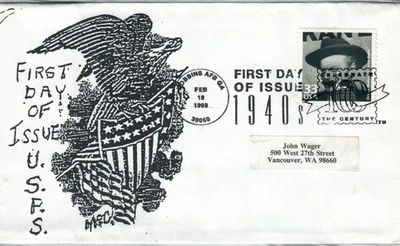 1999  First day Cover #3186o Orson Wells Citizen Kane Scarce cachet - Image 1 of 2