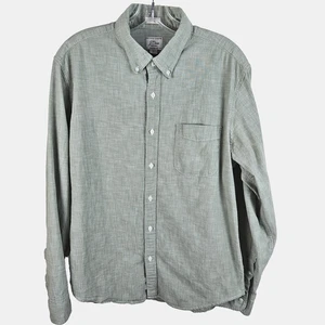 J Crew Shirt Mens Large Green Oxford Slim Fit Button Down Organic Cotton Pocket - Picture 1 of 7