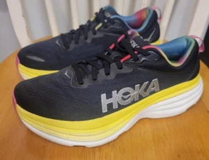 Hoka One One Bondi 8 Women 1127952-BCGL Black Citrus Glow Running Shoes Sz 9.5 B - Picture 1 of 8