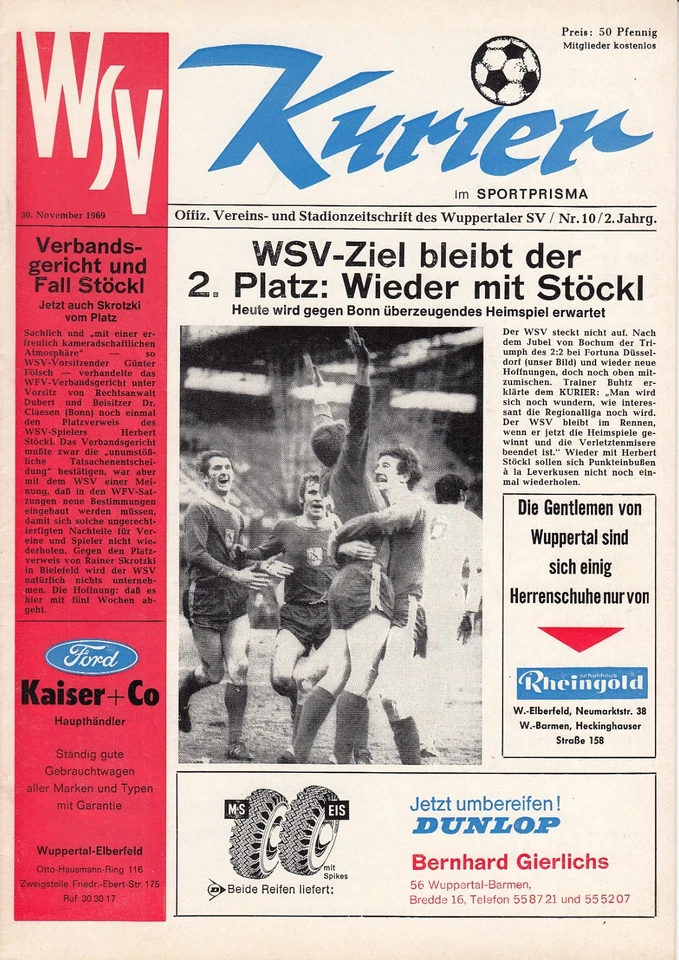 30.11.69 Wuppertaler SV WSV - Bonner SC Regional-Liga West - Bild 1 von 1