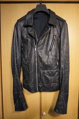 Used 2011 SS Rick Owens Studded Double Rider Jacket Leather Jacket Mens Size XS - image 1 of 4