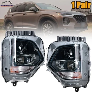 LH&RH Headlight For Hyundai Santa Fe 2019 2020 Halogen Front Bumper Lamp - Picture 1 of 7