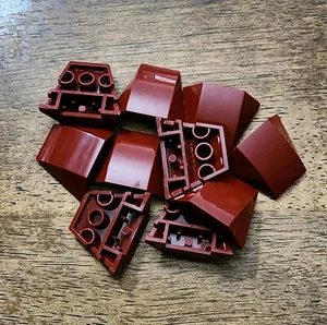 LEGO Dark Red Wedge 4 x 3 Triple Curved No Studs. QTY 5. Part No. 64225. - Picture 1 of 1