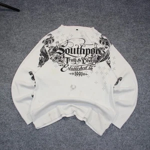 Y2K Southpole Long Sleeve T Shirt Mens L White Grunge Goth Skater Thermal Retro - Picture 1 of 7
