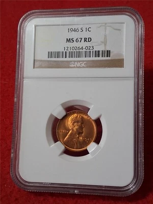 1946-S LINCOLN WHEAT BACK CENT NGC MS 67 RD                              #DRF-34 - Image 1 of 3