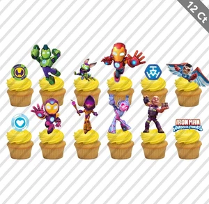 12 Ironman and his Amazing Friends Cupcake Topper Pick Favor Party Birthday - Picture 1 of 1