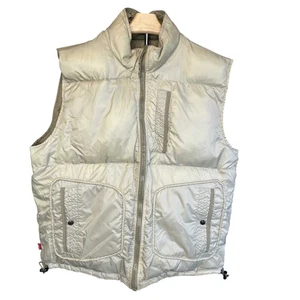 Levis Reversible Puffer Vest Mens Large Tan Beige Down Fill Winter Outdoor Warm - Picture 1 of 11