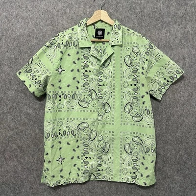 Bleecker & Mercer Bandana Button Shirt Sz L Green Paisley Streetwear - Image 1 of 4