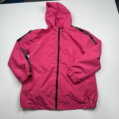 Chaqueta Spyder Mujer XL Rosa Con Capucha Cremallera Completa Cortavientos Poliéster Logo Exterior Foto 1 de 4