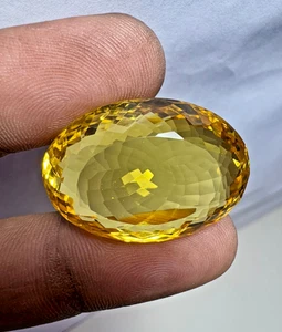Oval Shape Cut Golden Yellow Citrine: 60. Carat Pandant Size Loose Gemstone - Picture 1 of 13