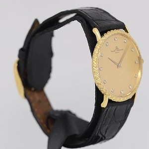 BAUME & MERCIER 15600 Quartz Diamond Index 18K Yellow Gold Men's Wristwatch Auth - Picture 1 of 4