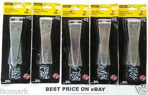 6" Strap Hinges (Qty 5 Pair) 75-3540 / CD900 - Stanley - Zinc Plated... - Picture 1 of 4