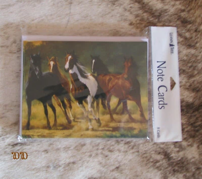 LEANIN TREE "Five Running Horses"~Pack 8 Notecards #35723~Colorful Blank Inside - Image 1 of 3