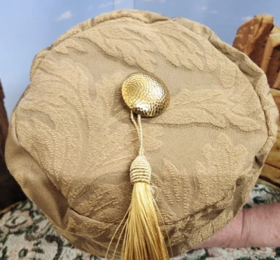 SMOKING CAP Repro. 1800's Victorian Style Tan & Gold Tapestry Size Medium - Image 1 of 4