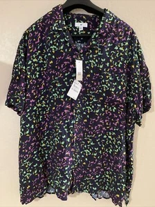BP BRASS PLUM Size 3XL NWT Men’s Nordstrom Cheetah Print Shirt Short Sleeve  - Picture 1 of 5