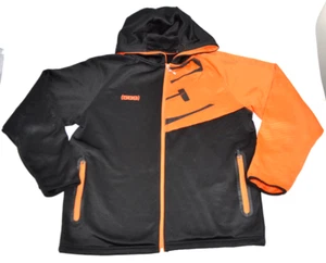 509 Hoodie Full Zip Sweatshirt Mens L Orange Black Tech Front Distressed Stains - Picture 1 of 7
