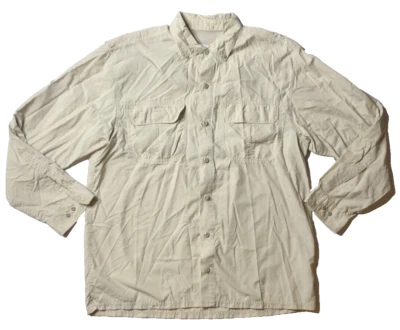 EMS Eastern Mountain Sports Cream Vented Fishing Mesh Lined Button Down Shirt L - Image 1 of 4