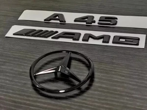 GLOSS BLACK Rear Star and Badges for MERCEDES A Class A45 AMG W176 2013-2018 - Picture 1 of 1