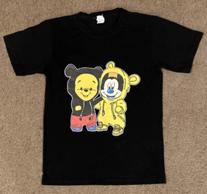 Winnie the Pooh & Mickey Mouse Kids Unisex Black T-Shirt Youth XL Disney Graphic - Picture 1 of 5