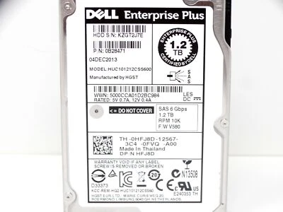 Dell Compellent Enterprise Plus 1.2TB 6Gbps 10K 2.5inch Hard Disk Drive HFJ8D - Image 1 of 4