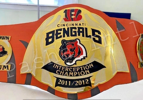 Cincinnati Bengals Superbowl Championship Leather title belt Adult size 2mm 4mm Cover