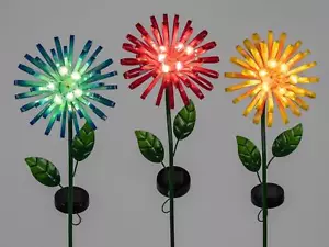 3er Set Gartenstecker Blüten mit Solarlicht H. 84cm Formano Garten S25 - Bild 1 von 1