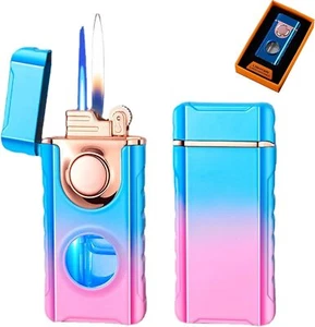 Double Fire Type Lighter Cool Dual Jet Flame Butane Torch Windproof Adjustable - Picture 1 of 6