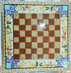HANDCRAFTED Persian Chess Board Game Khatam Handpainted Oriental Wooden Chess - Picture 1 of 4