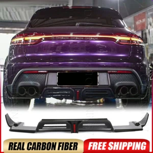 Alerón labial difusor parachoques trasero de carbono seco con luces para Porsche Macan 2022-24 - Imagen 1 de 16
