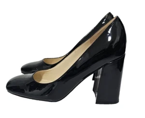 Nine West Womens Black Leather Square Toe Pumps Heels Size 7 M Dress Shoes - Picture 1 of 5