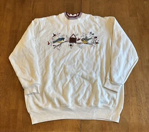 Sudadera De Colección Bobbie Brooks Granny Cuello Redondo Grandes Pájaros Naturaleza - Imagen 1 de 6