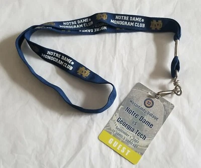 Notre Dame Georgia Tech 2007 Football Monogram Club Lanyard Guest Pass Keychain - Image 1 of 4