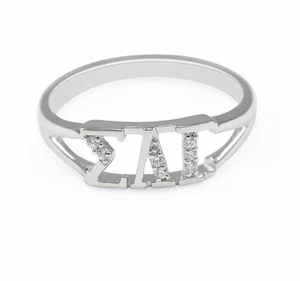 Juego de anillos Sigma Lambda Gamma de plata de ley con circonitas cúbicas, ¡¡NUEVO!!*** - Imagen 1 de 2