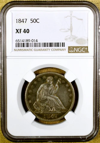 1847 NGC XF40 Seated Half Dollar Cover