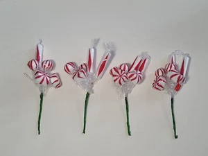 4 Ghirlanda Natalizia Lecca-Lecca Caramelle Menta Piperita Albero Finto Violoncello Avvolto 6" - Foto 1 di 6
