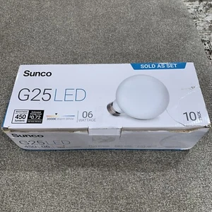 Sunco Lighting 10 Pack Vanity Globe 10 Count 3000K Warm White G25 LED - Picture 1 of 8