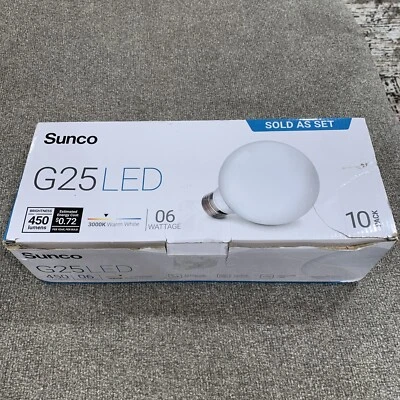 Sunco Lighting 10 Pack Vanity Globe 10 Count 3000K Warm White G25 LED - Image 1 of 4