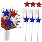 4th of July Puffy Glitter Star Decoration Red White Blue Star for Memorial Day 