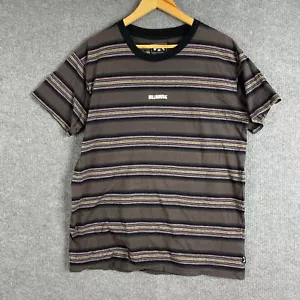 Billabong Shirt Mens Medium Black Grey Retro Spell Out Striped Streetwear - Picture 1 of 11