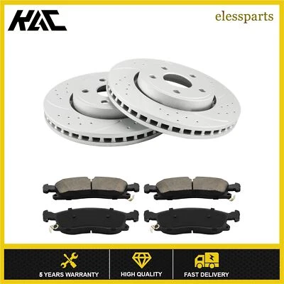 Rotores y pastillas de freno eléctrico perforados y ranurados delanteros para Dodge Durango 2011 2012 13-2020 Foto 1 de 4