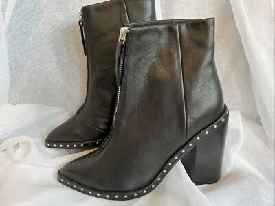 Botines Sol Sana Axel Cuero Negro Remaches Tacones Bloque 36 Foto 1 de 4