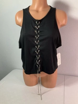 EYE CANDY Black Top w/Bling Criss Cross. Size 2X. NEW.  - Image 1 of 4