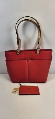 Michael Kors Bedford Double Pocket Leather Shoulder Bag, Sangria, Card Case - Image 1 of 4