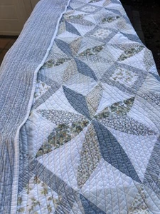 Linden Street Full/ Queen Size Quilt Patchwork Light Blue 100% Cotton Filling - Picture 1 of 20