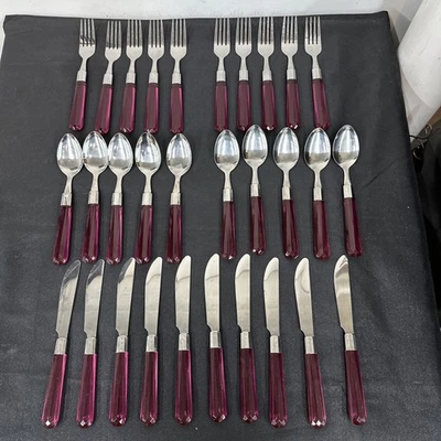 Edelstahl Transluzent Rosa Griffe 30 Stück Edelstahl Besteck Set - Bild 1 von 4