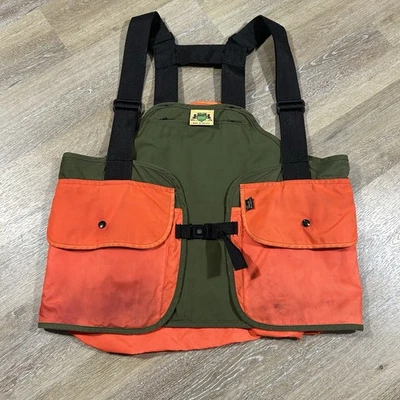 Vintage Ideal Bird Hunting Vest Orange Made In USA Mens One Size Utility Pockets - Image 1 of 4