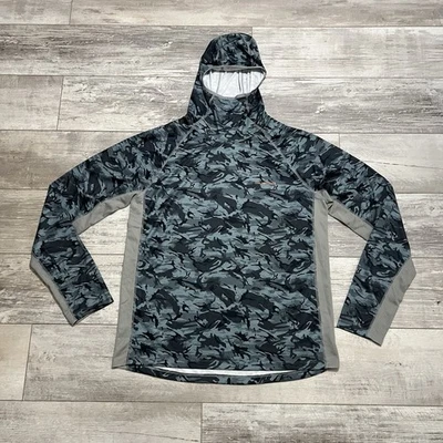 Grundens Sudadera con Capucha Para Hombre Grande Buceo Pesca Azul Camuflaje Rendimiento Elástico Ligero Foto 1 de 4