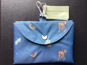 Wrendale folding shopping bag FARMYARD FRIENDS navy - Picture 1 of 2